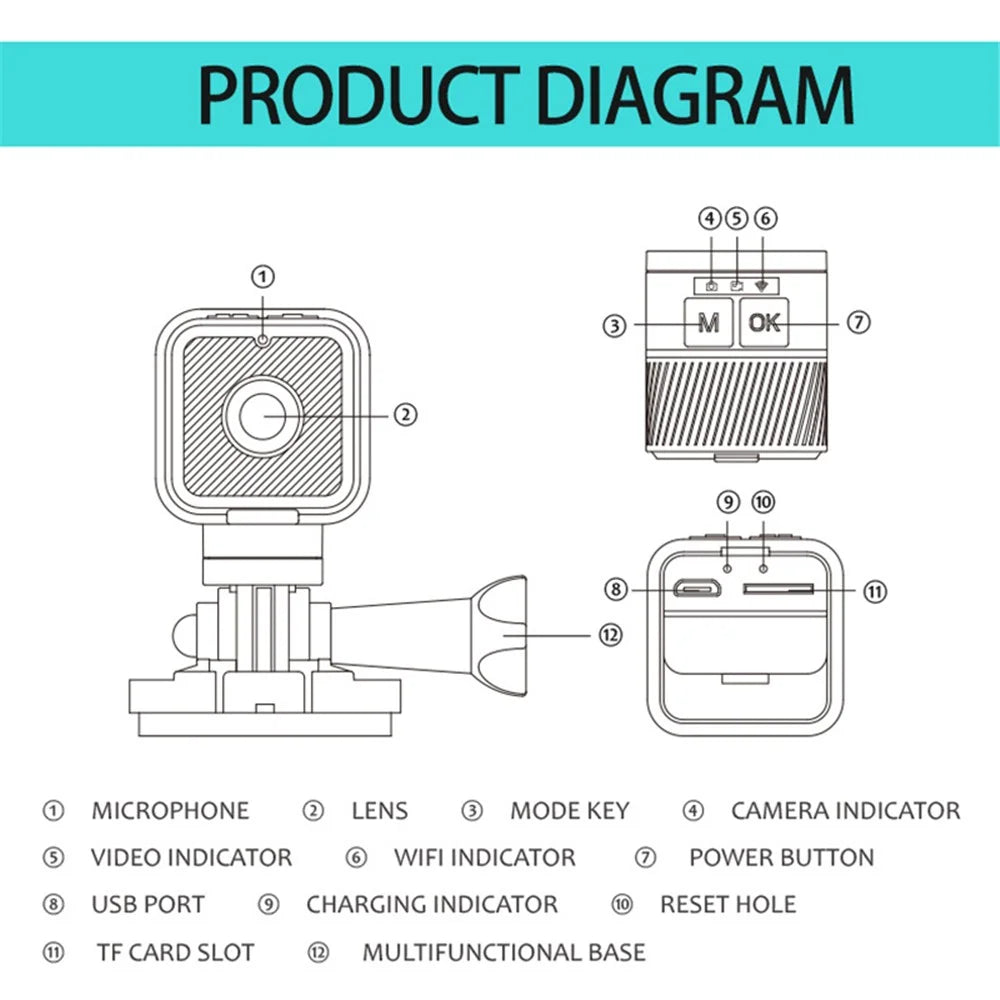 CS03 HD 1080P WiFi Sports DV Camera Portable Webcam Driving Recorder Life Waterproof Action Camera for Recording Photography - 6