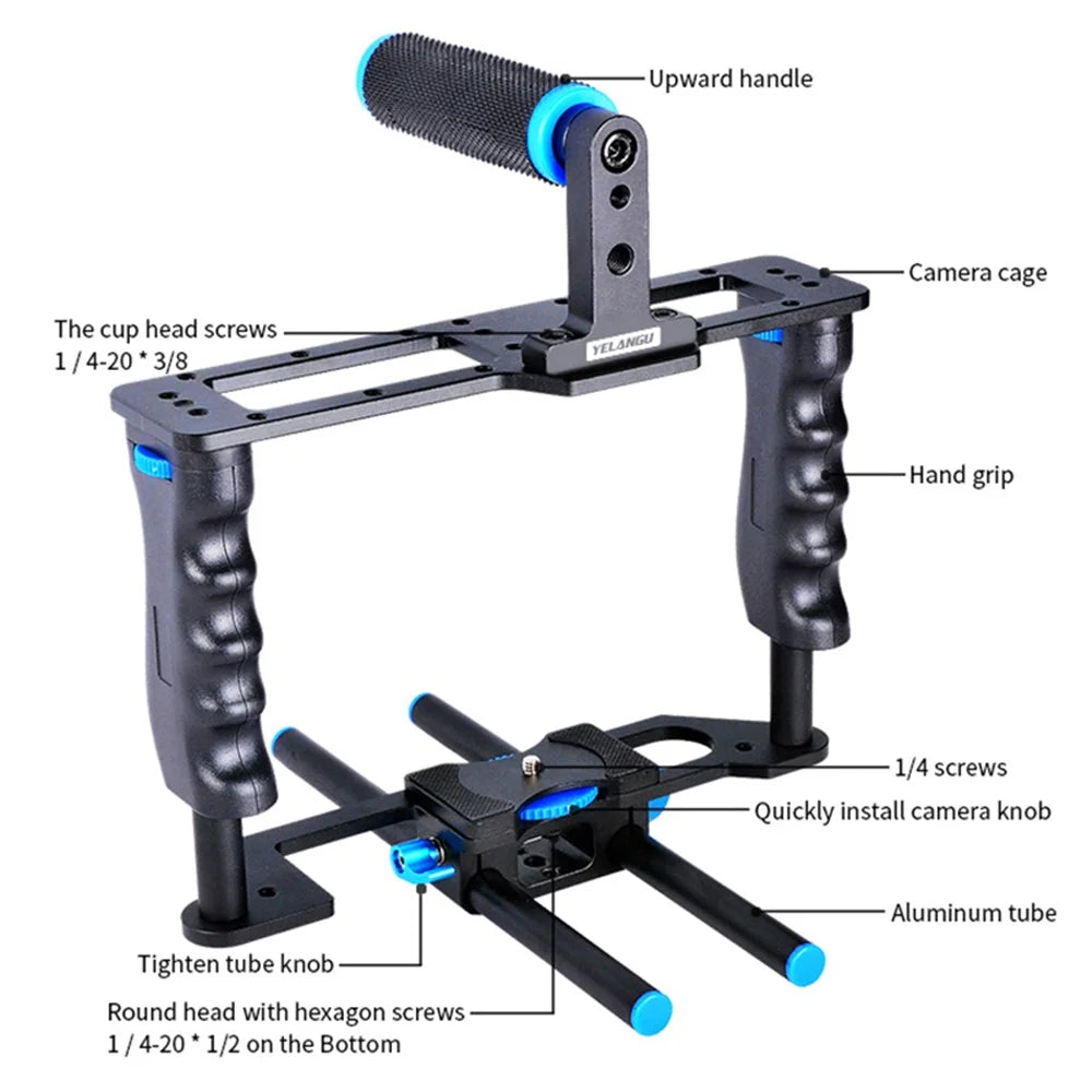 YELANGU C2 SLR Metal Frame Cage Camera Equipment Kit Shock Absorber Stabilizer for Micro Film Making - 3