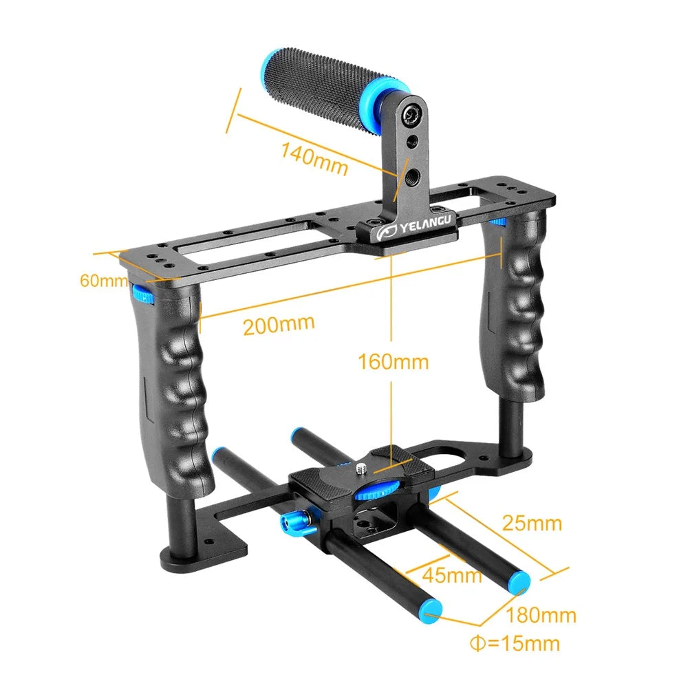 YELANGU C2 SLR Metal Frame Cage Camera Equipment Kit Shock Absorber Stabilizer for Micro Film Making - 4