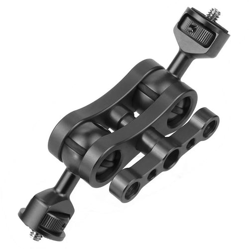 KF30324 360 Degree Rotation Universal Magic Arm 1/4" Screw Thread Double Ballhead Adapter - Black - 1