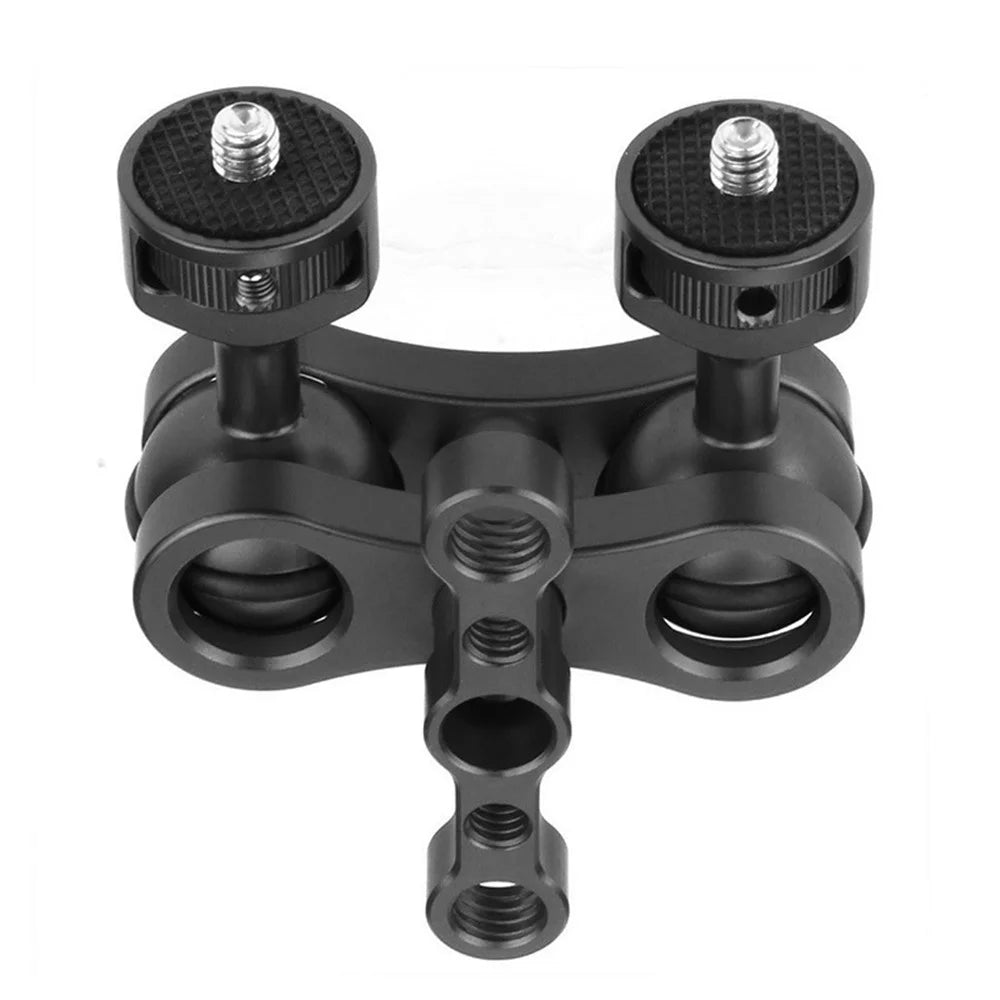KF30324 360 Degree Rotation Universal Magic Arm 1/4" Screw Thread Double Ballhead Adapter - Black - 2