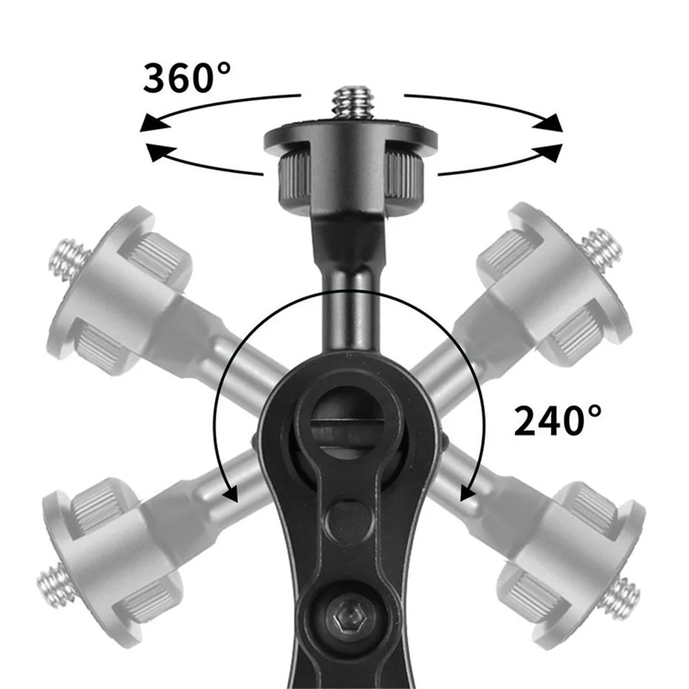 KF30324 360 Degree Rotation Universal Magic Arm 1/4" Screw Thread Double Ballhead Adapter - Black - 6
