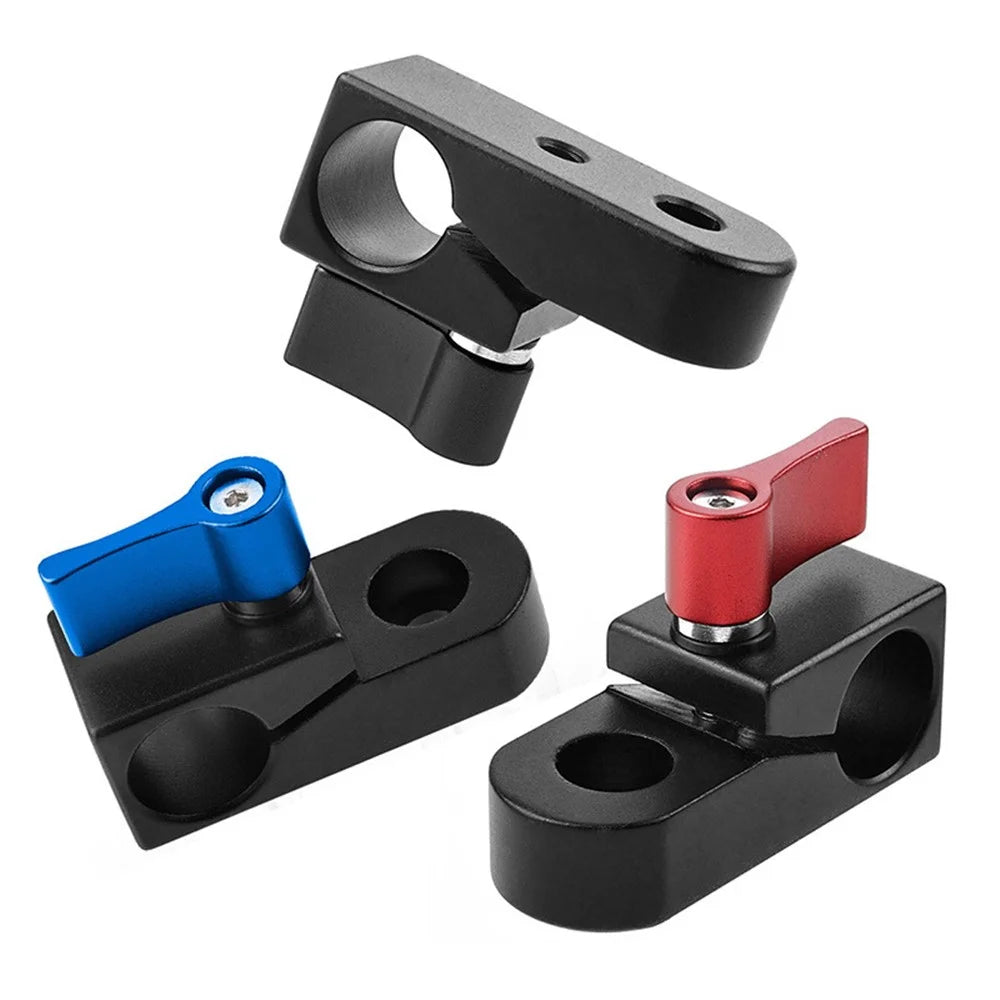 F42850 Single Hole 15mm Rail Clamp Mount Rod Holder Camera Rig Rod Extension System Accessories - Red - 5