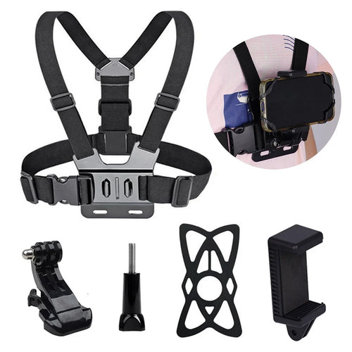 X-3-3 Action Camera Chest Strap Mount Belt Chest Mount Harness with Phone Holder Clip - 1