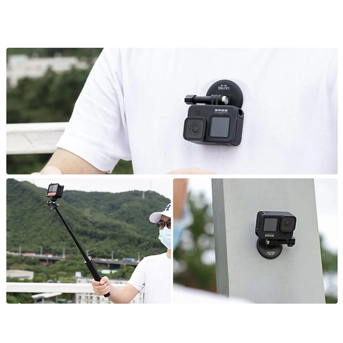 UURIG Magnetic Quick-Release Stand for GoPro Hero 8/9/10 Action Camera Holder with 1/4" Screw and Lanyard - 3