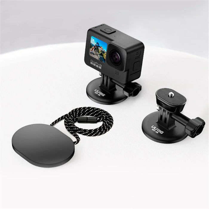 UURIG Magnetic Quick-Release Stand for GoPro Hero 8/9/10 Action Camera Holder with 1/4" Screw and Lanyard - 4