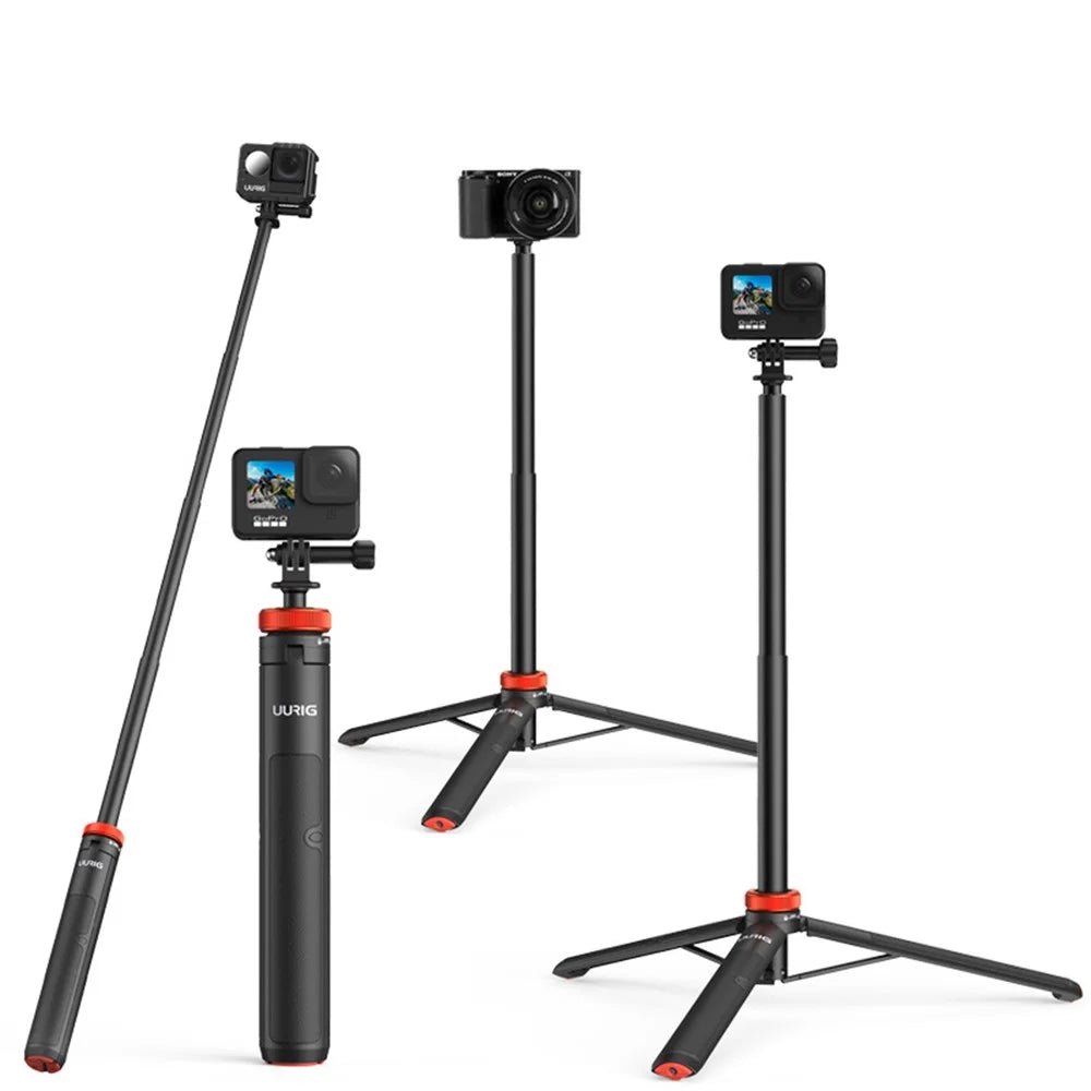UURIG TP-03 5-Section Telescopic Selfie Stick Hidden Tripod for GoPro Insta Action Camera - 1