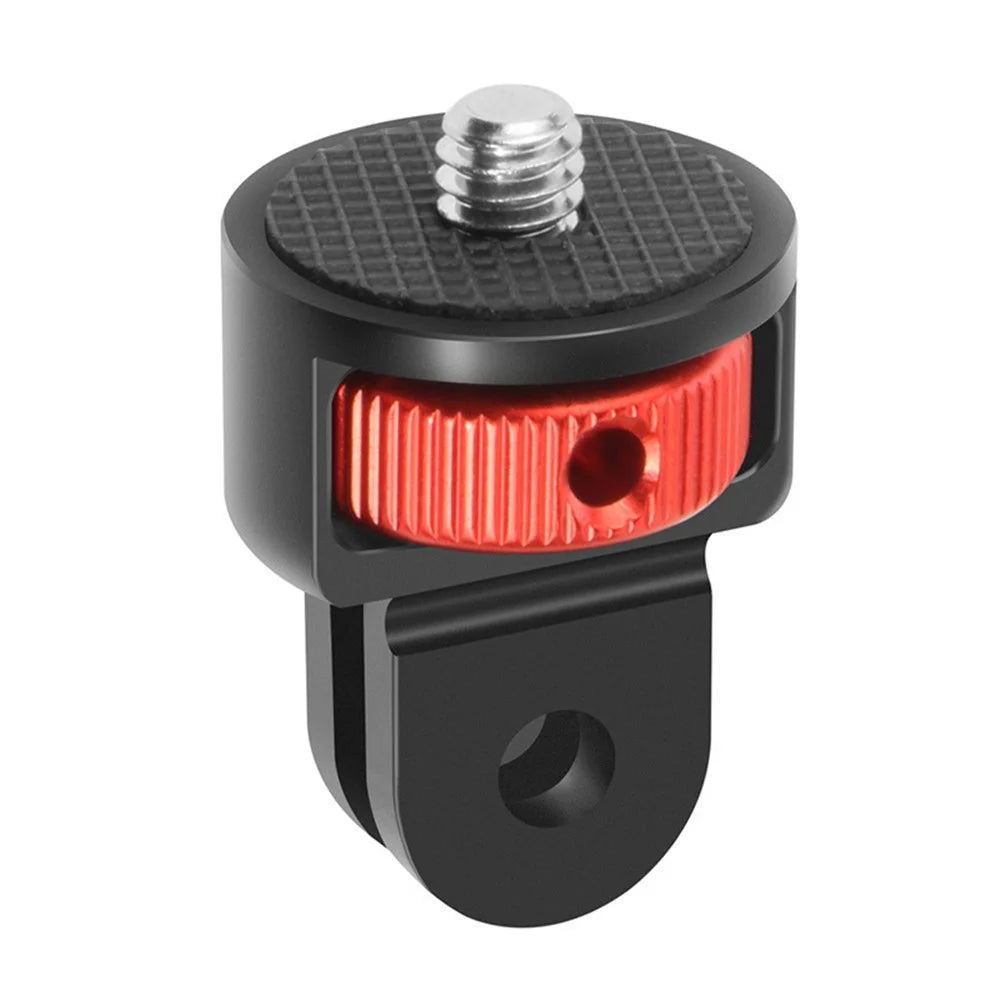 SS45181-A1 Aluminum Alloy 1/4 inch Screw Tripod Adapter for Insta360 Gopro DJI, 360 Degree Rotating Mount Holder - Black / Red - 2