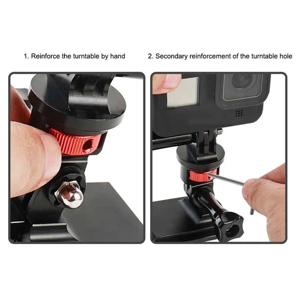 SS45181-A1 Aluminum Alloy 1/4 inch Screw Tripod Adapter for Insta360 Gopro DJI, 360 Degree Rotating Mount Holder - Black / Red - 4