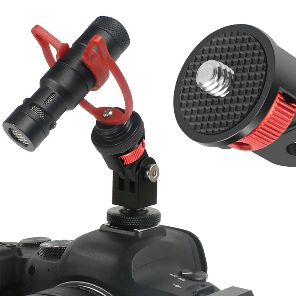 SS45181-A1 Aluminum Alloy 1/4 inch Screw Tripod Adapter for Insta360 Gopro DJI, 360 Degree Rotating Mount Holder - Black / Red - 5