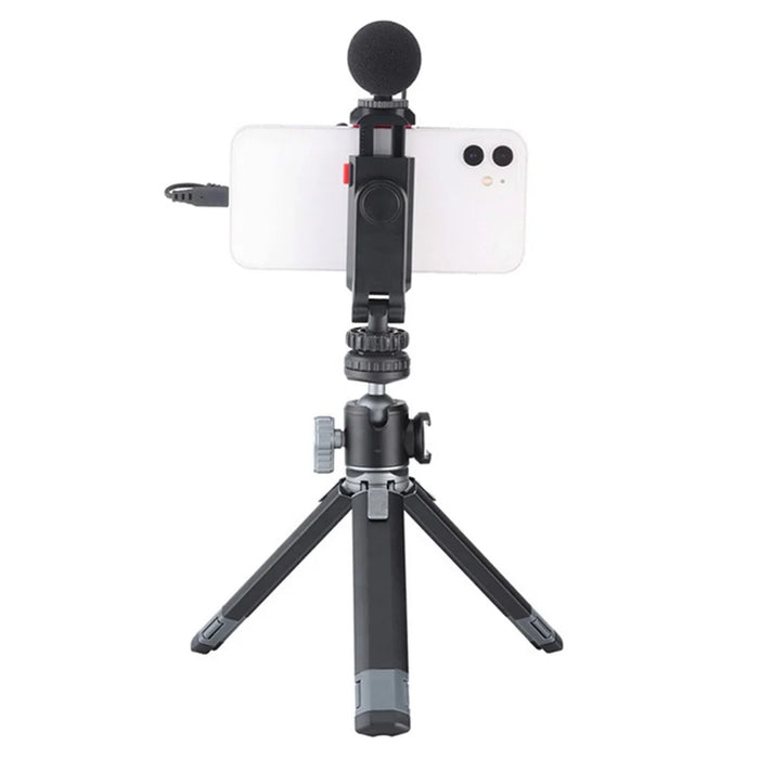 ST-06S Universal Camera Dual Cold Shoe Adapter Phone Mount Clamp 360-Degree Rotation Holder Smartphone Clip - 2
