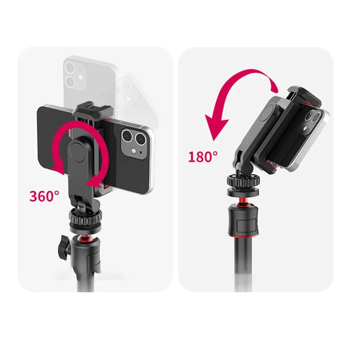 ST-06S Universal Camera Dual Cold Shoe Adapter Phone Mount Clamp 360-Degree Rotation Holder Smartphone Clip - 6