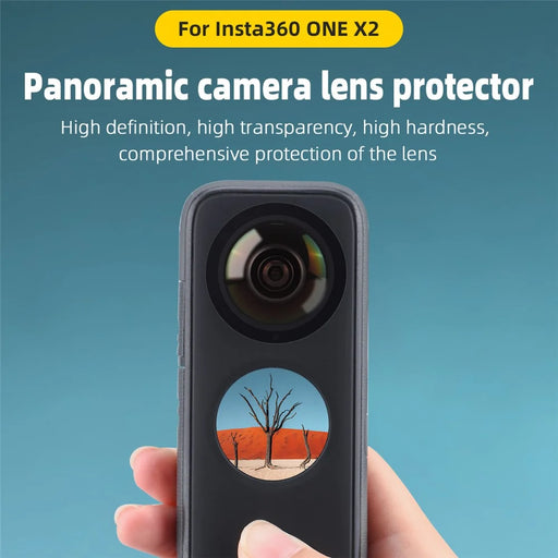 BRDRC 2Pcs PC Adhesive Lens Protector for Insta360 One X2 , Anti-scratch Sticky Camera Lens Guard - 2