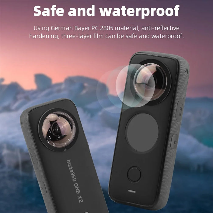 BRDRC 2Pcs PC Adhesive Lens Protector for Insta360 One X2 , Anti-scratch Sticky Camera Lens Guard - 3