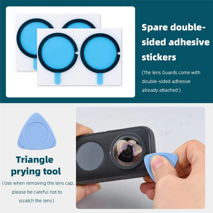 BRDRC 2Pcs PC Adhesive Lens Protector for Insta360 One X2 , Anti-scratch Sticky Camera Lens Guard - 7