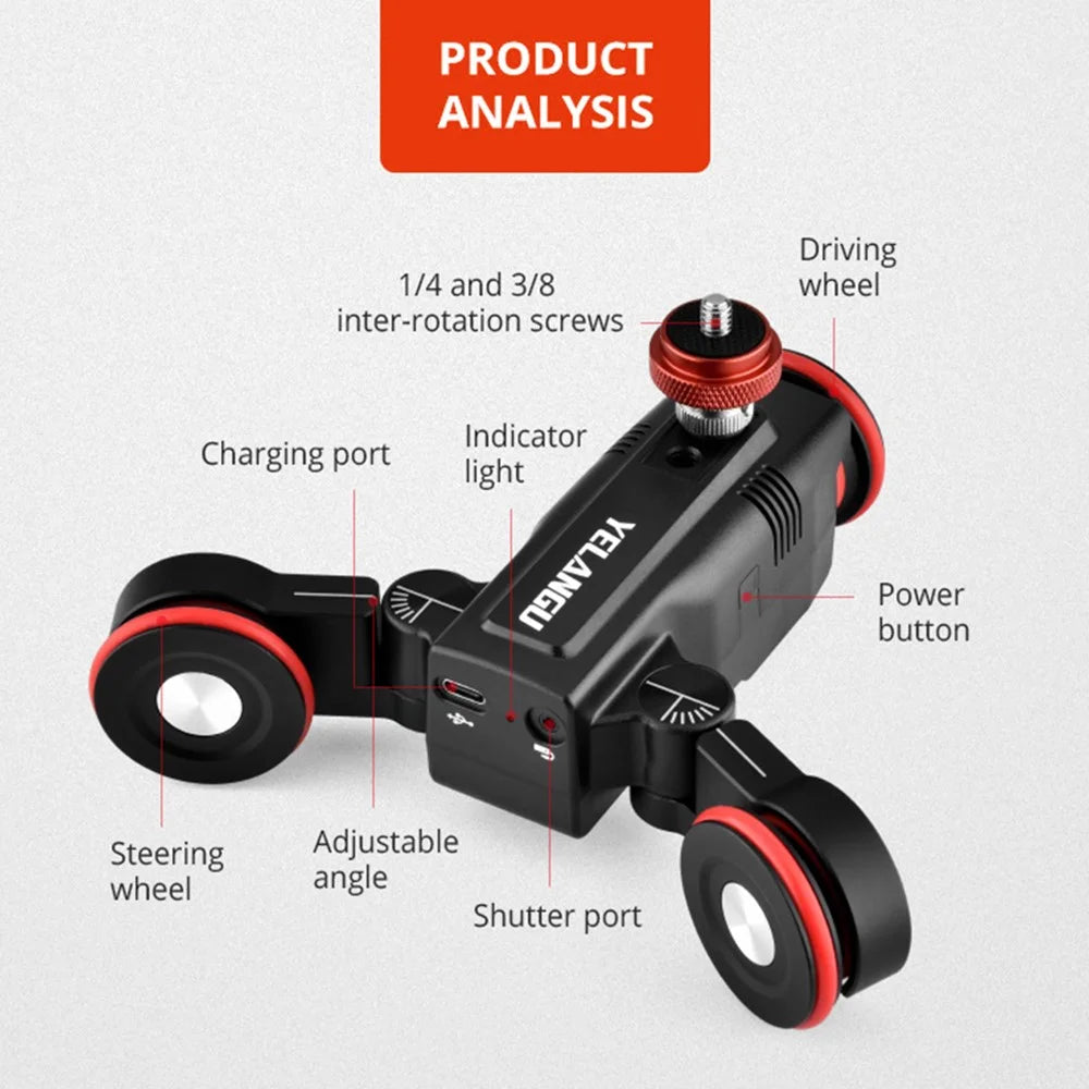 YELANGU L5G Motorized Smart Camera Video Dolly APP Control Electric Track Rail Slider Dolly Car for Cameras, Cell Phones - 6