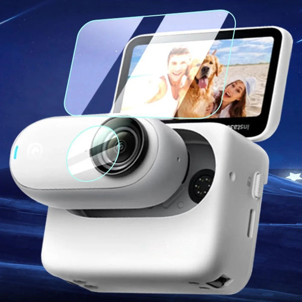 For Insta360 GO 3 Camera Tempered Glass Screen Film + Lens Film Anti-scratch Screen Lens Protector Set - 2