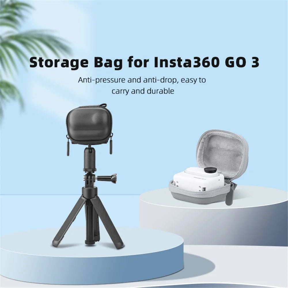 BRDRC For Insta360 GO3 Sports Camera Storage Bag Portable Protective Case with Carabiner - Black - 4