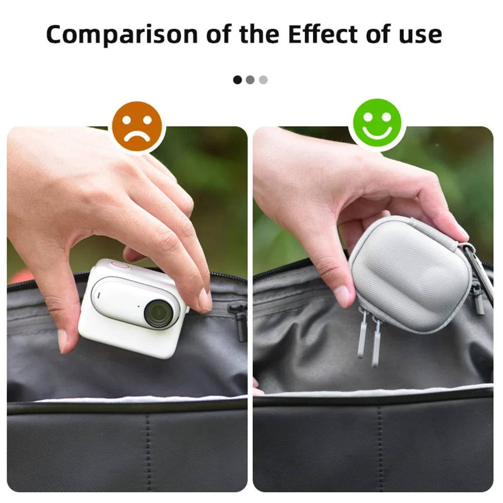 BRDRC For Insta360 GO3 Sports Camera Storage Bag Portable Protective Case with Carabiner - Black - 7
