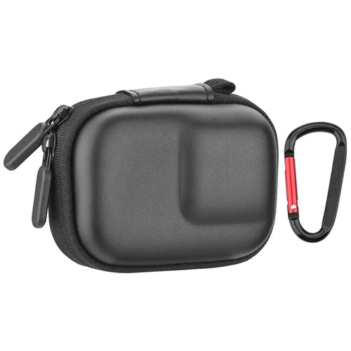 BRDRC Storage Bag for DJI Osmo Action / 3 / 4 / GoPro 9 / 10 / 11 Camera PU Leather Carrying Case with Carabiner - Black - 1
