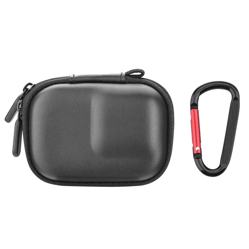 BRDRC Storage Bag for DJI Osmo Action / 3 / 4 / GoPro 9 / 10 / 11 Camera PU Leather Carrying Case with Carabiner - Black - 2