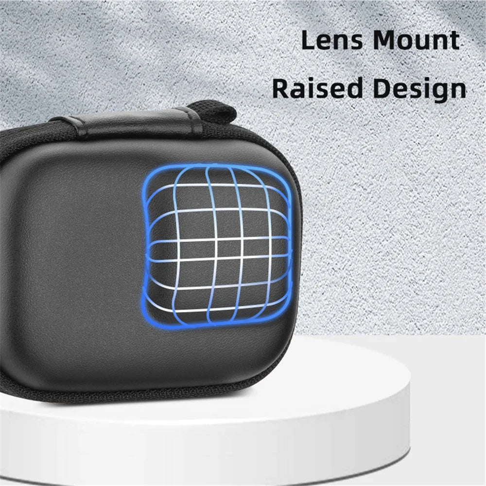 BRDRC Storage Bag for DJI Osmo Action / 3 / 4 / GoPro 9 / 10 / 11 Camera PU Leather Carrying Case with Carabiner - Black - 6