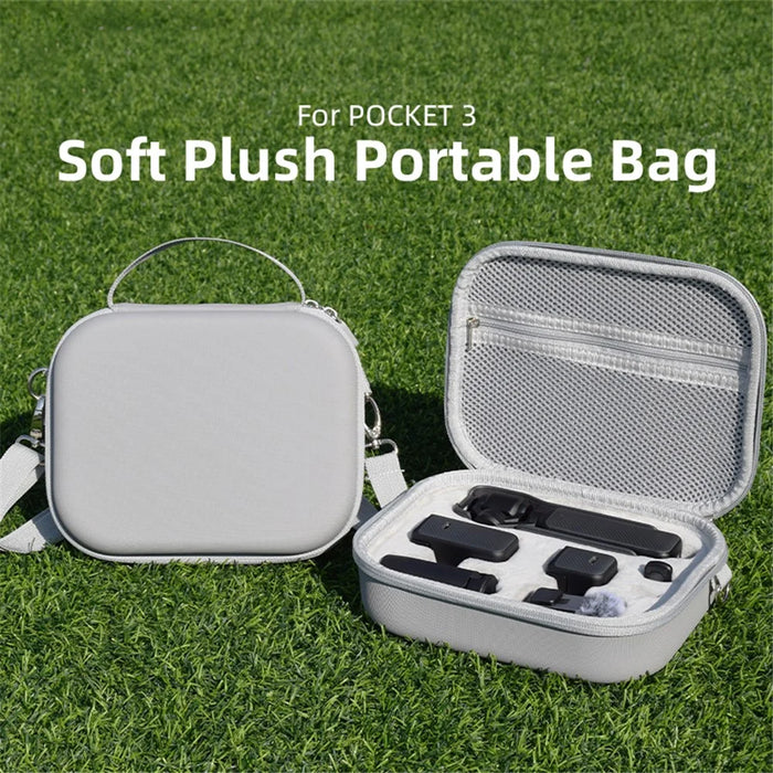 BRDRC For DJI Osmo Pocket 3 PU Leather Travel Shoulder Bag Plush Liner Carrying Case - 3
