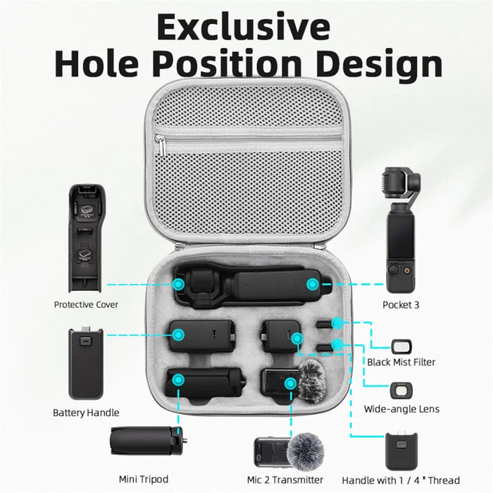 BRDRC For DJI Osmo Pocket 3 PU Leather Travel Shoulder Bag Plush Liner Carrying Case - 4