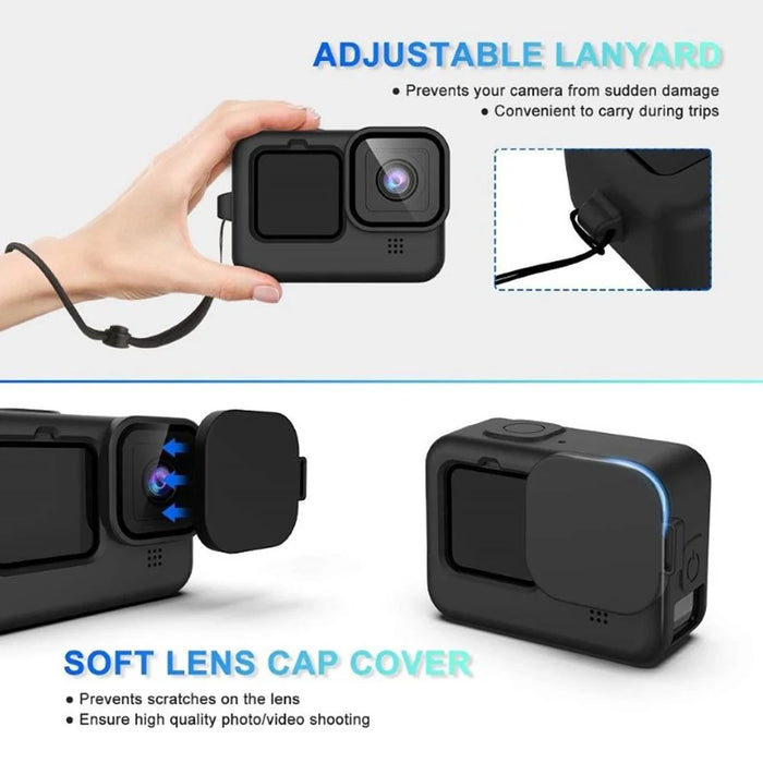 2 Sets Tempered Glass Film for GoPro Hero 9 / 10 / 11 / 12 Action Camera + Silicone Case - 6