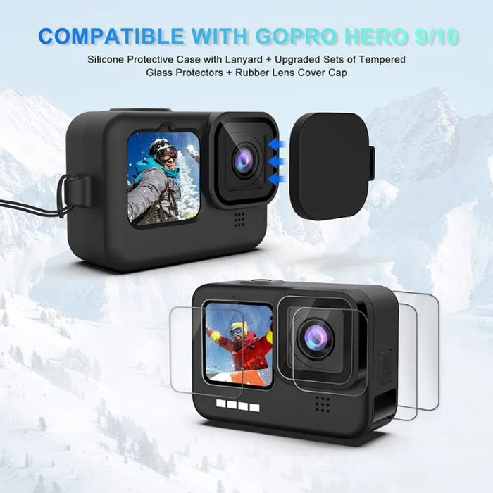 For GoPro 9 / 10 / 11 / 12 Waterproof Case Tempered Glass Film Filter Anti-fog Sheet Set - 2