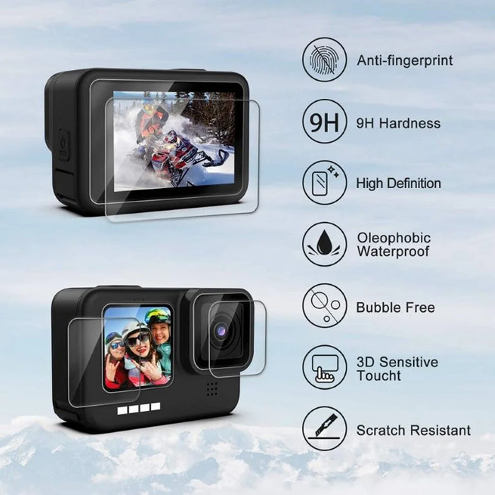 For GoPro 9 / 10 / 11 / 12 Waterproof Case Tempered Glass Film Filter Anti-fog Sheet Set - 4