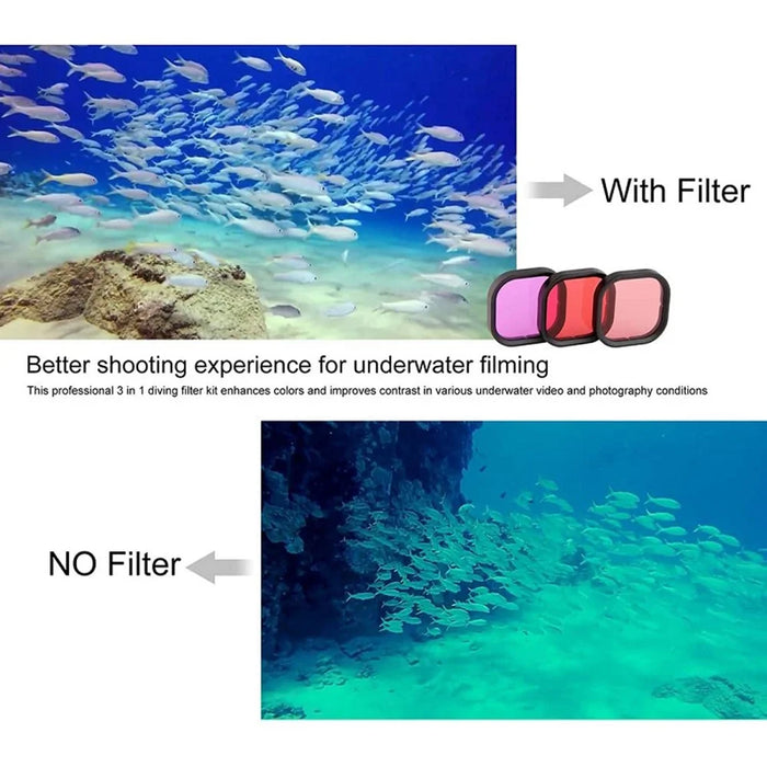 For GoPro 9 / 10 / 11 / 12 Waterproof Case Tempered Glass Film Filter Anti-fog Sheet Set - 7