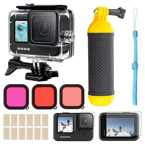 Accessories Kit for GoPro Hero 12 11 10 9 Waterproof Housing Tempered Glass Flim Filters - 1