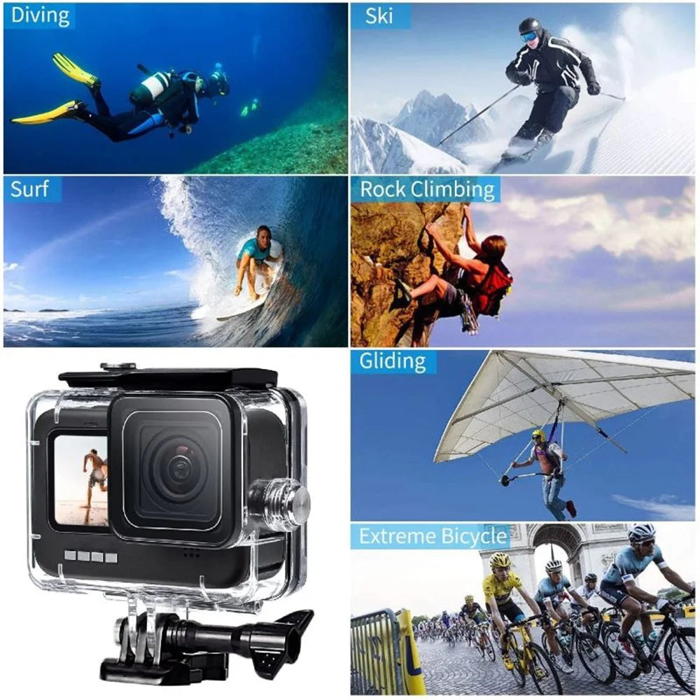 Accessories Kit for GoPro Hero 12 11 10 9 Waterproof Housing Tempered Glass Flim Filters - 5