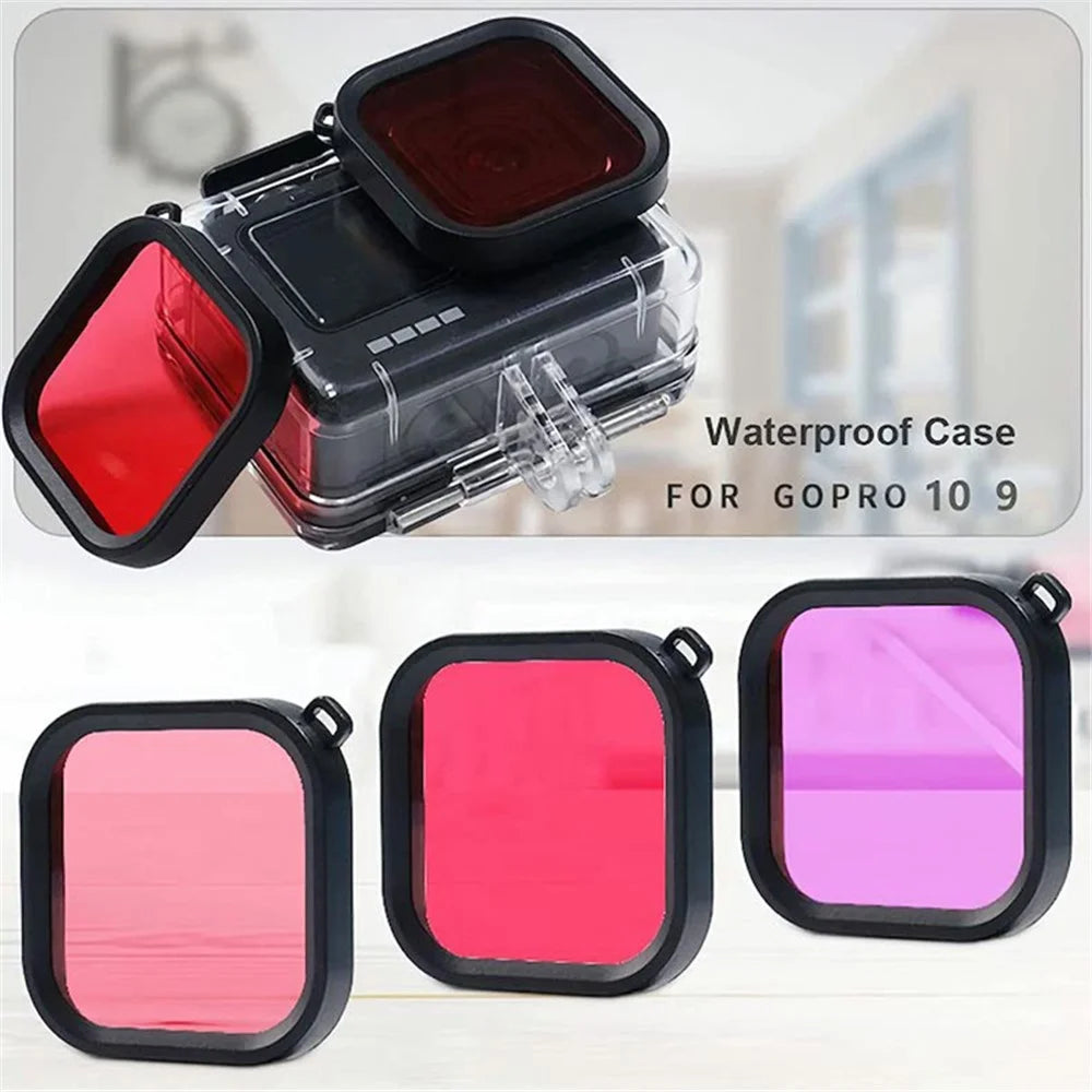 Accessories Kit for GoPro Hero 12 11 10 9 Waterproof Housing Tempered Glass Flim Filters - 6