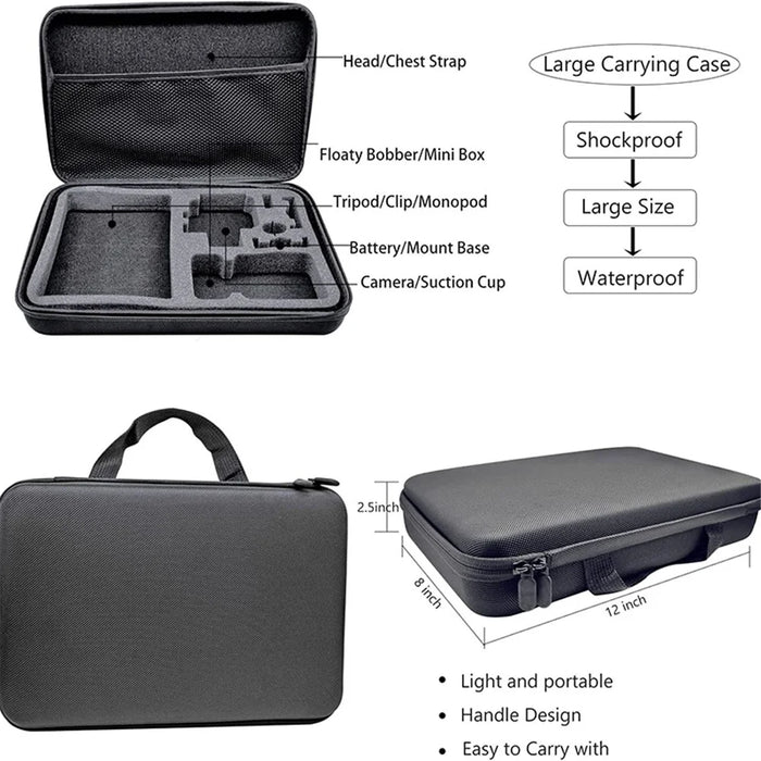54-in-1 Accessories Kit for GoPro Hero 12 11 10 9 Waterproof Case Silicone Cover Tempered Glass Flim - 2