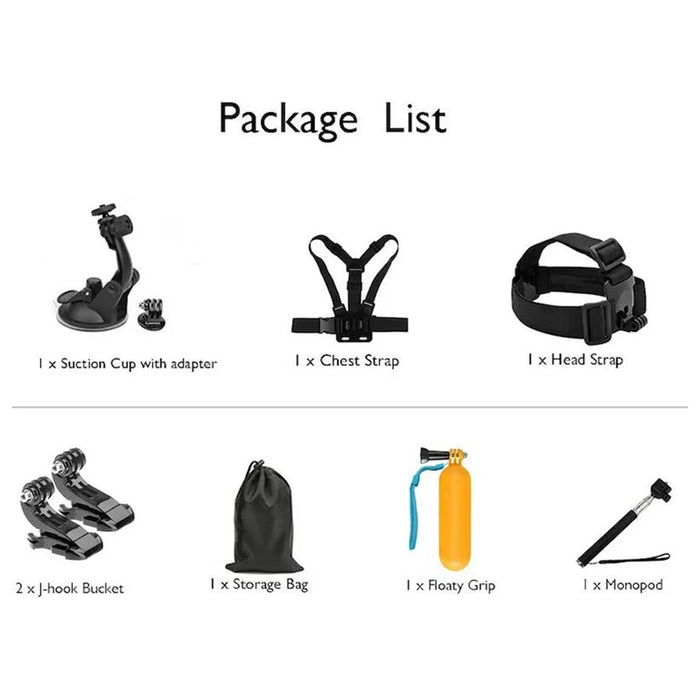 Universal 10-in-1 Sports Camera Accessories Kit for GoPro Hero 5 / 6 / 7 / 9 / 10 / 11 / 12 / 13 / DJI - 4