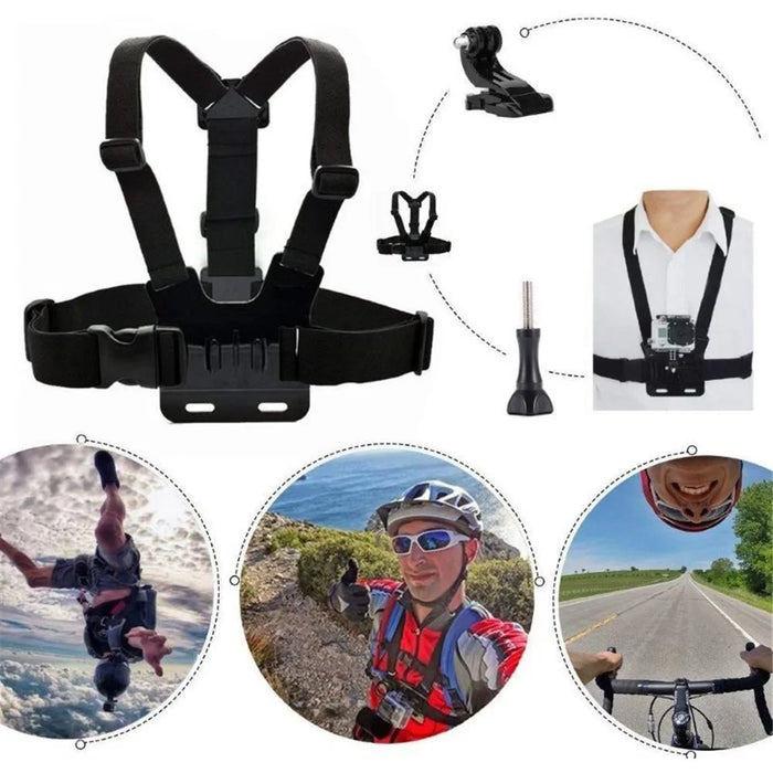 5-in-1 Accessories Kit for GoPro Hero Camera Outdoor Cycling Diving Parts with Chest Strap, Head Strap, Floating Grip - 5