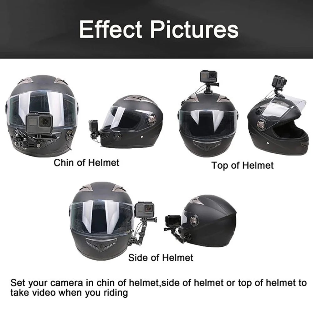 For GoPro Hero 9 / 10 / 11 / 12 / 13 Motorcycle Bicycle Helmet Mount Kit, 34-Piece Set Compatible with Sjcam, Xiaoyi, DJI - 5