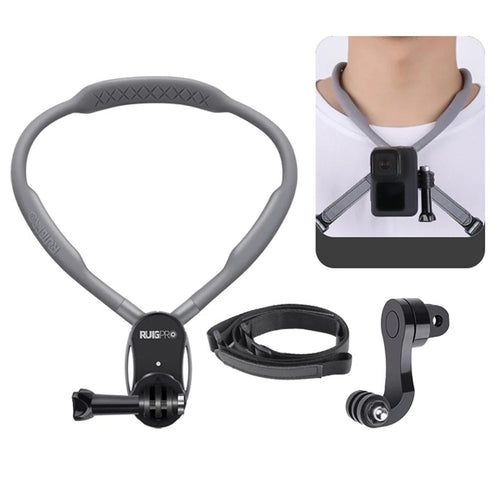 RUIGPRO For GoPro / Insta360 / DJI Action Camera Magnetic Neck Mount Bracket + Anti-shake Rope + Rotating Base - 1