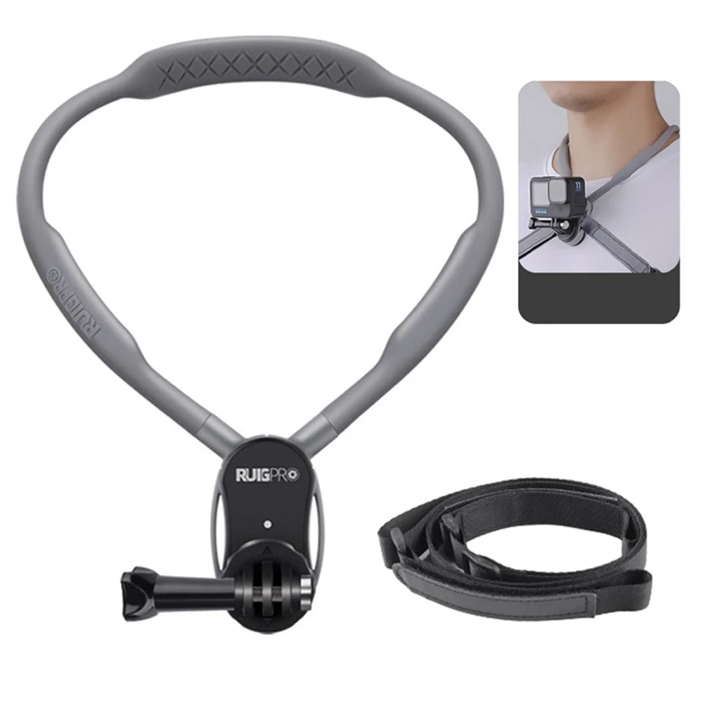 RUIGPRO For GoPro / Insta360 / DJI Action Camera Magnetic Neck Mount Bracket + Anti-shake Rope - 1