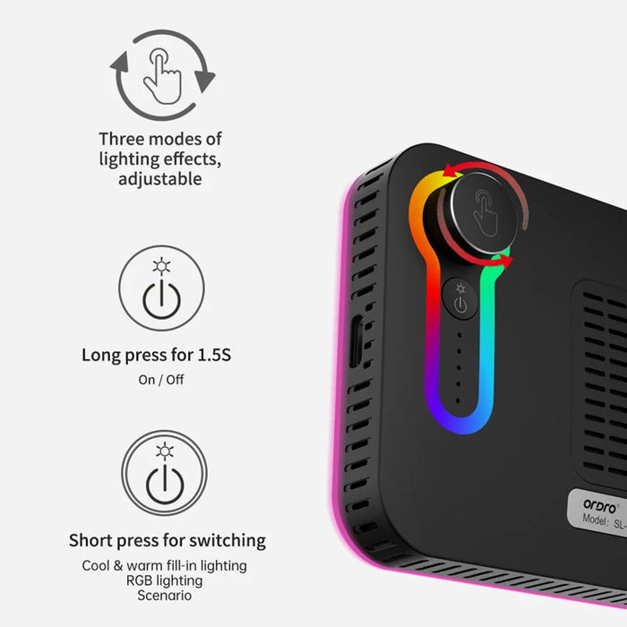 ORDRO SL-120 2500K-10000K Stepless Brightness Adjustable RGB Full Color Camera Fill Light - 4