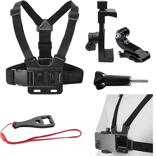 Action Camera Chest Strap Camera Chest Mount Harness with Phone Clip and Wrench - 1