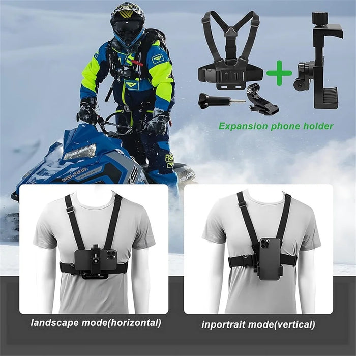 Action Camera Chest Strap Camera Chest Mount Harness with Phone Clip and Wrench - 2
