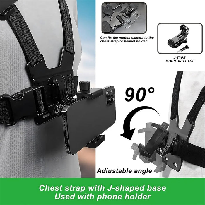 Action Camera Chest Strap Camera Chest Mount Harness with Phone Clip and Wrench - 4