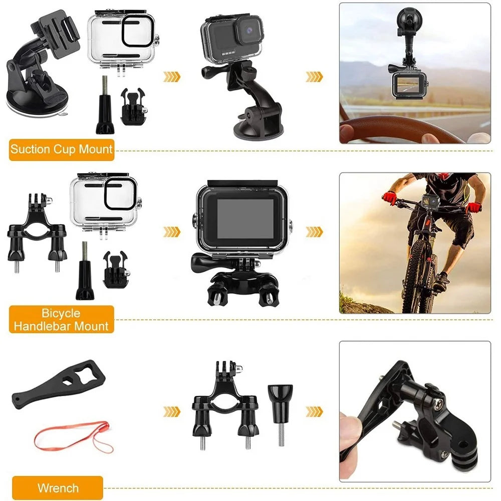 42-in-1 Accessories for GoPro Hero 9 / 10 / 11 / 12 Action Camera Chest Strap 60m Waterproof Case Lens Filter Set - 2