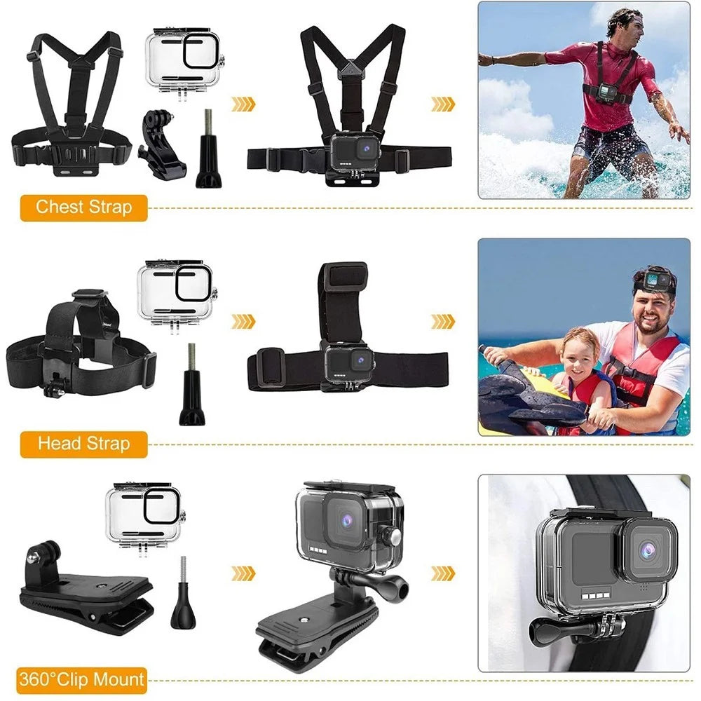 42-in-1 Accessories for GoPro Hero 9 / 10 / 11 / 12 Action Camera Chest Strap 60m Waterproof Case Lens Filter Set - 3