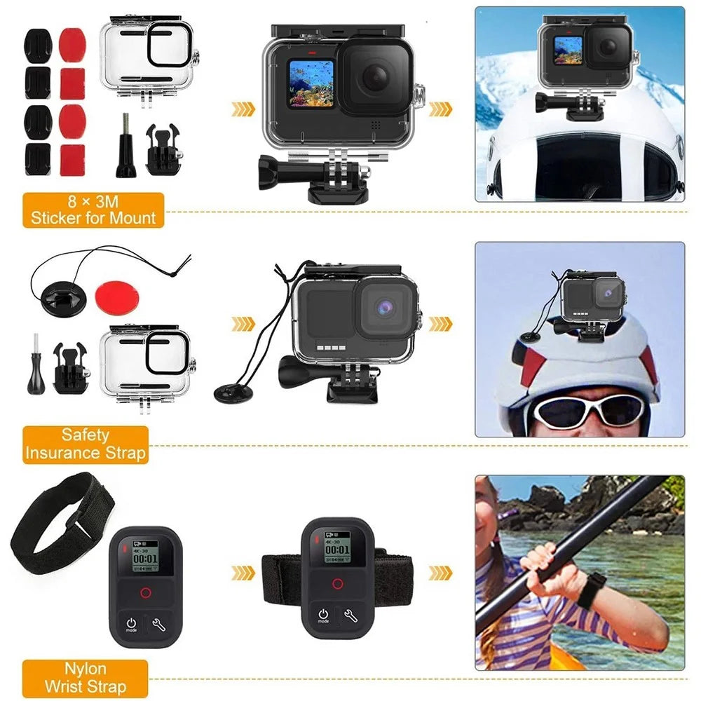 42-in-1 Accessories for GoPro Hero 9 / 10 / 11 / 12 Action Camera Chest Strap 60m Waterproof Case Lens Filter Set - 5