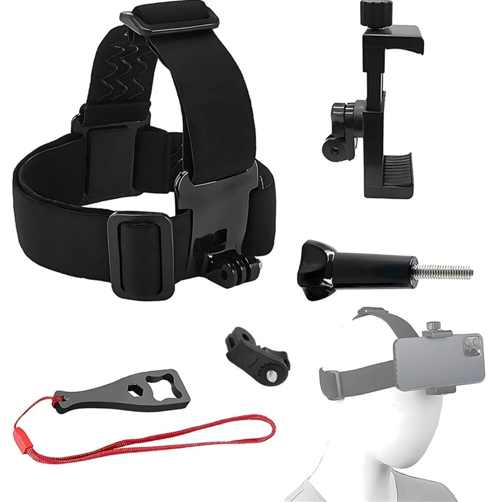 5-in-1 Action Camera Accessories Kit Head Strap with Phone Clip and Wrench for GoPro - 1