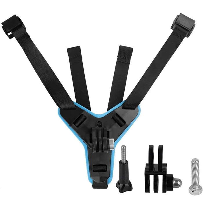 4-in-1 Motorcycle Helmet Chin Strap Mount Compatible with GoPro Insta 360 Session - Blue - 1